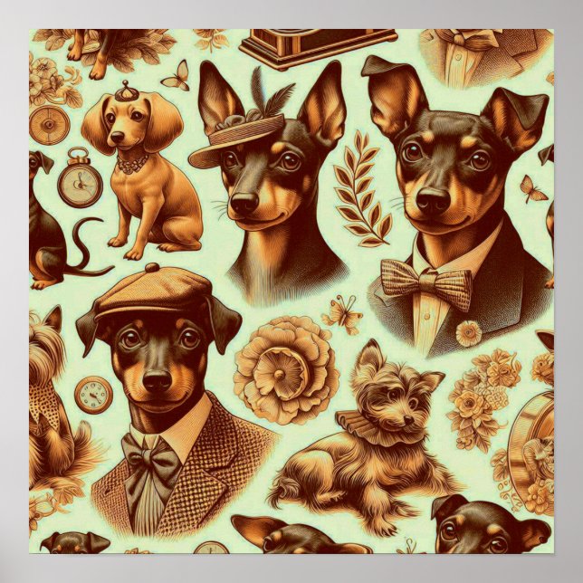 Poster Vintage Pinscher Seamless (Frente)