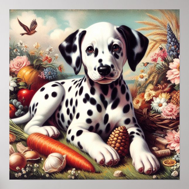 Poster Vintage - Pintura Dalmática Cute (Frente)