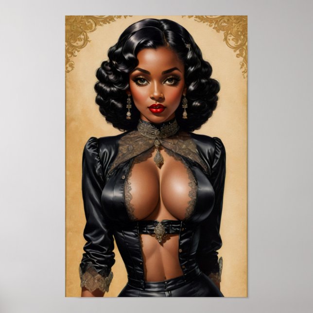 Poster Vintage Pinup Black Girl (Frente)