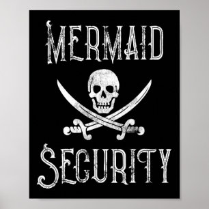 Poster Vintage Pirate Mermaid Security Protetores de Merm