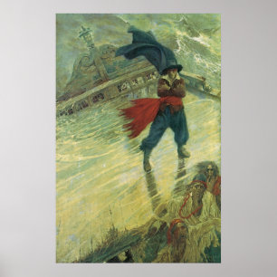 Poster Vintage Pirate, o holandês voador de Howard Pyle