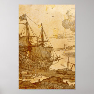 Poster Vintage Pirate Ship