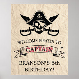 Poster Vintage Pirate Ship Birthday Personalizado