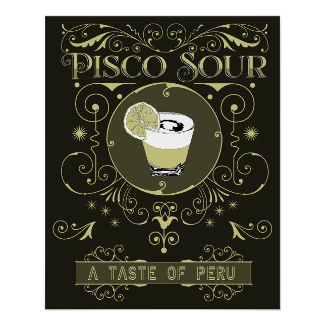 Pôster Vintage Pisco Sour (Frente)