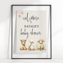 Poster Vintage Plush Nursery Animal Sinal Chá de fraldas