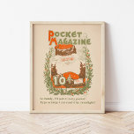Poster Vintage Pocket Magazine Natal<br><div class="desc">Pocket Magazine; Tão prático, vou colocá-lo no meu bolso! Digite tão grande que posso lê-lo à luz do luar (1895) | Este cobrir da Pocket Magazine, de 1895, de A.W.B. Lincoln captura um tema clássico de natais vintages com o Pai Natal no seu coração, enquadrado elegantemente por ramos e bagas...</div>
