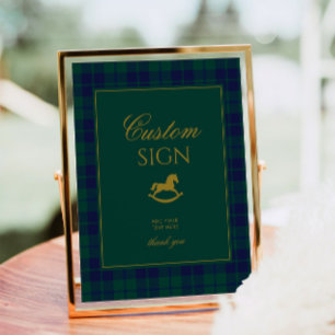 Poster Vintage Polo Rocking Horse Xadrez Verde Personaliz