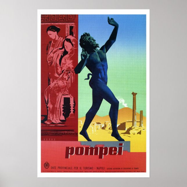 Pôster Vintage Pompeii viagem italiano (Frente)