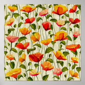 Poster Vintage. Poppies.
