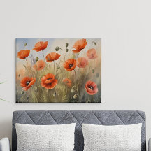 Vintage Poppies Óleo Eterno de Pintura Floral