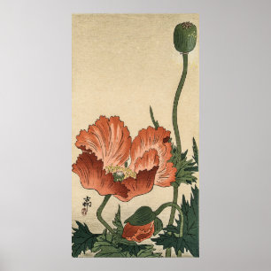 Poster Vintage Poppy Flower por Ohara Koson