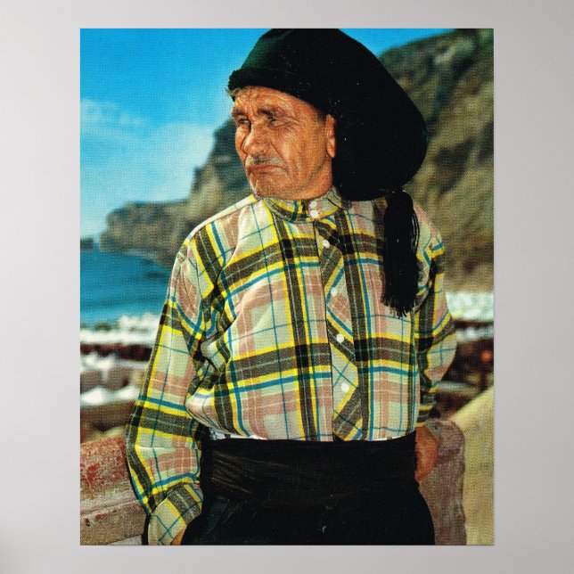 Poster Vintage Portugal, Nazare, pescador (Frente)