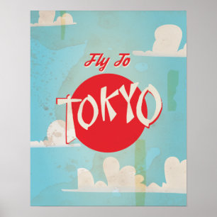 Pôster Vintage posteres de viagens de Tokyo, Japão