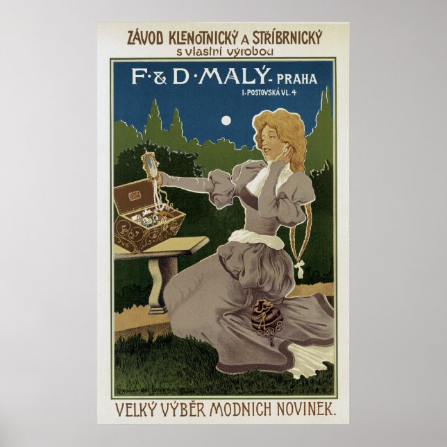 Pôster Vintage Praha Jewelry e Silverware Ad (Frente)