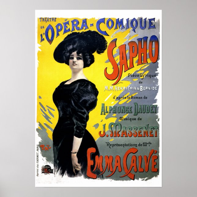 Poster Vintage Première de Massenet Opéra-comique Sapho (Frente)