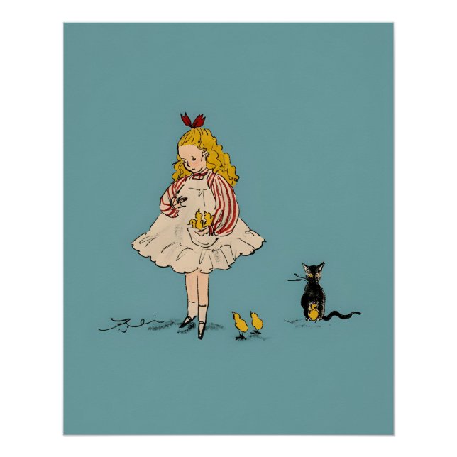 Pôster Vintage, Preppy Coquette Girl Poster brilhante (Frente)