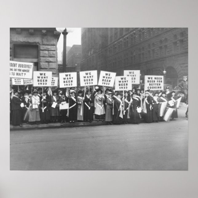 Poster Vintage Prohibation Beer, Queremos A Proibição Da  (Frente)