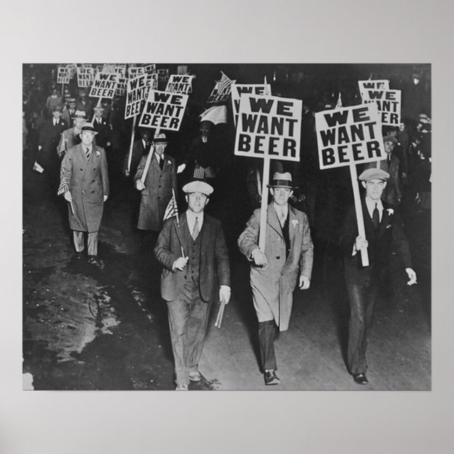Poster Vintage Prohibation Beer, Queremos Cerveja, Cervej (Frente)