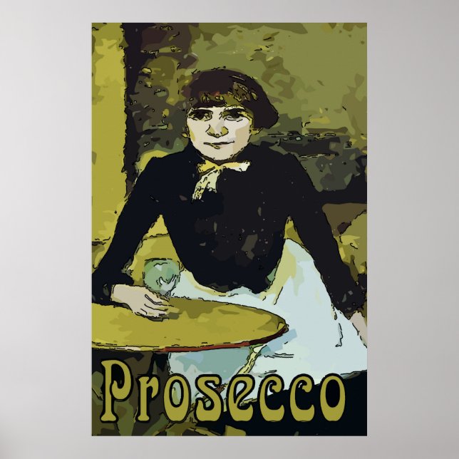 Pôster Vintage Prosecco Mulher, (Frente)
