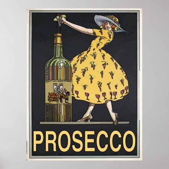 Pôster Vintage Prosecco Wine Maid (Frente)