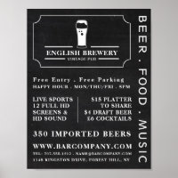 Vintage Pub Chalkboard, Publicidade Pub/Brewery