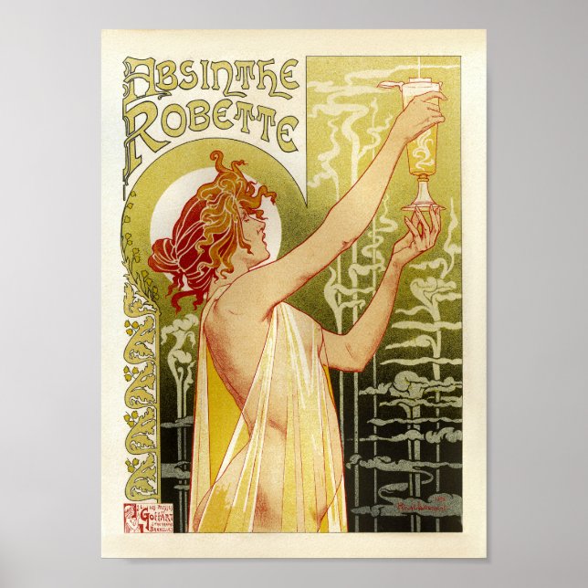 Pôster Vintage Publicidade Francesa Absinthe Robette Lady (Frente)