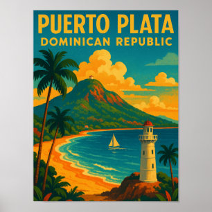 Poster Vintage Puerto Plata República Dominicana Viagem