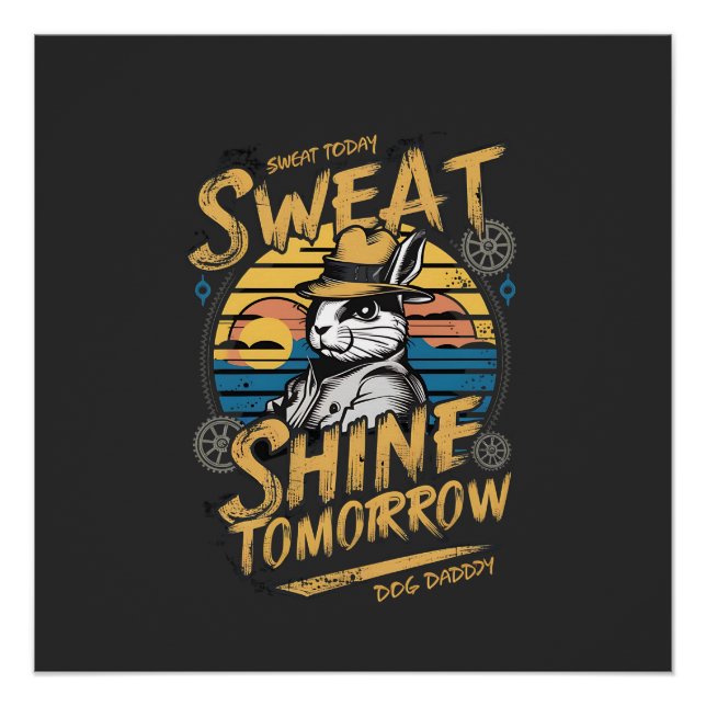 Pôster Vintage Rabbit Workout Motivation Art (Frente)