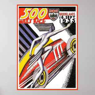 poster vintage Raça 1933 Brooklands 500 Miles