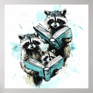 Poster Vintage Raccoon Readers Club