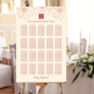Poster Vintage red beige, assento de casamento floral chi