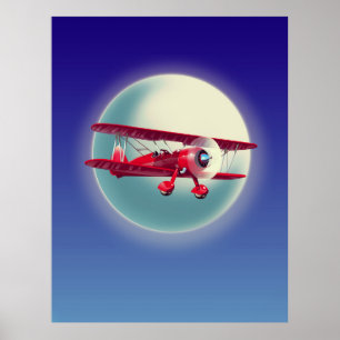 Poster Vintage Red Biplane