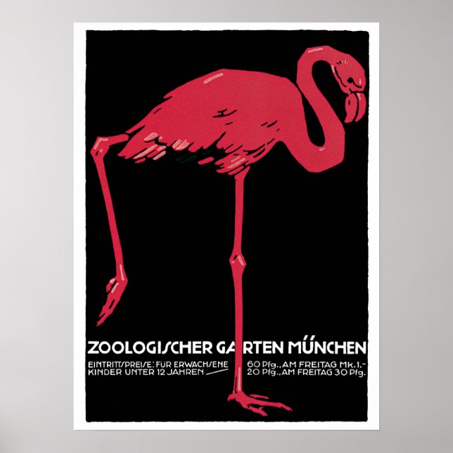 Pôster Vintage Red flamingo Mich Zoo viagem ad (Frente)