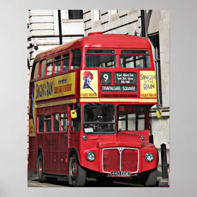 Pôster Vintage Red London Bus (Frente)