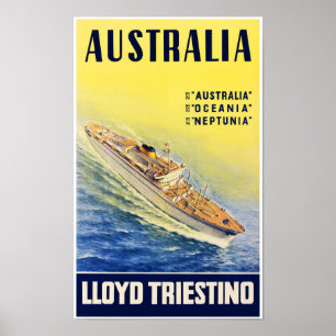 Poster vintage restaurado Triestino de Austrália