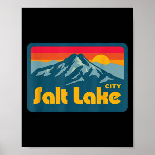 Poster Vintage Retro 70s 80s Salt Lake City Utah Mountain