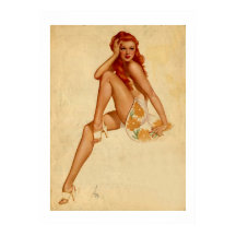 Vintage Retro Alberto Vargas Redhead Pin Up Girl