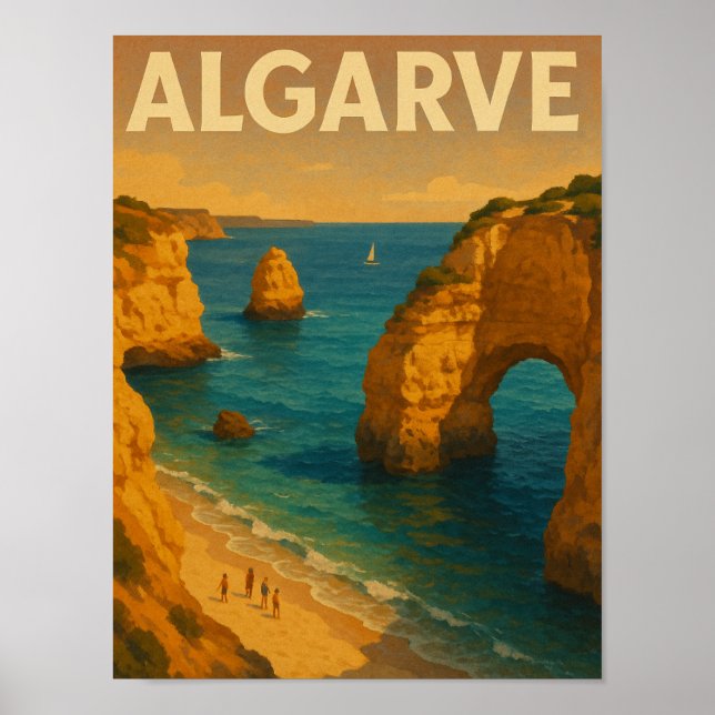 Poster Vintage Retro Algarve Portugal Viagem (Frente)