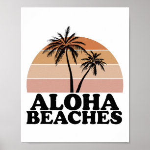 Poster Vintage Retro Aloha Beaches Vacinação Tropical de