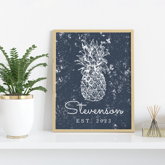 Poster Vintage Retro Beach Pineapple (Criador carregado)