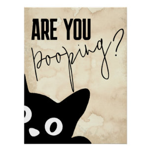Pôster Vintage Retro Black Cat "Are You Pooping"
