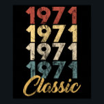 Poster Vintage Retro Born In 1971 48th Birthday Gift<br><div class="desc">This Vintage Retro Born In 1971 48th Birthday Gift is the perfect artwork and design for people born in 1971,  also a great gift idea for a birthday or Christmas present for Men or Women.</div>