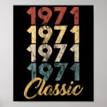 Poster Vintage Retro Born In 1971 48th Birthday Gift<br><div class="desc">This Vintage Retro Born In 1971 48th Birthday Gift is the perfect artwork and design for people born in 1971,  also a great gift idea for a birthday or Christmas present for Men or Women.</div>