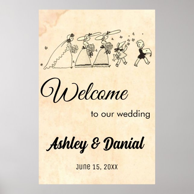 Poster Vintage Retro Bridesmaids 50 Casamento Russo Antig (Frente)