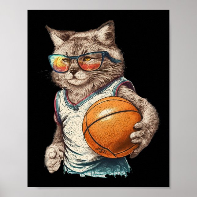 Poster Vintage Retro Cat Playing Sketel (Frente)