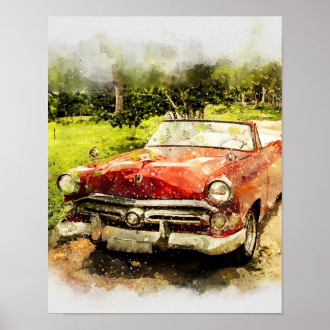Poster Vintage Retro Classic Car Autocolor Art (Frente)