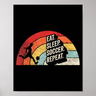 Poster Vintage Retro Comer Dormir Futebol Repetir Futebol