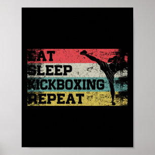 Poster Vintage Retro Comer Dormir Kickbox Repetir Piada d