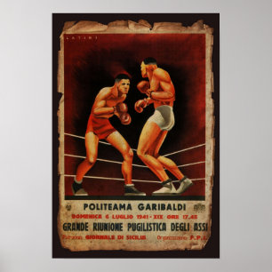 Poster Vintage - Retro de Luta Esportiva em Boxing Italia