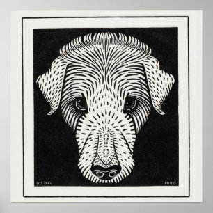 Poster Vintage Retro Dog Head Julie de Graag